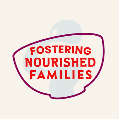 Fostering Nourished Families Curriculum Logo. Outline of a bowl, with text inside and steam